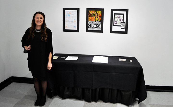 Students present their work at the BW Senior Graphic Design Showcase.