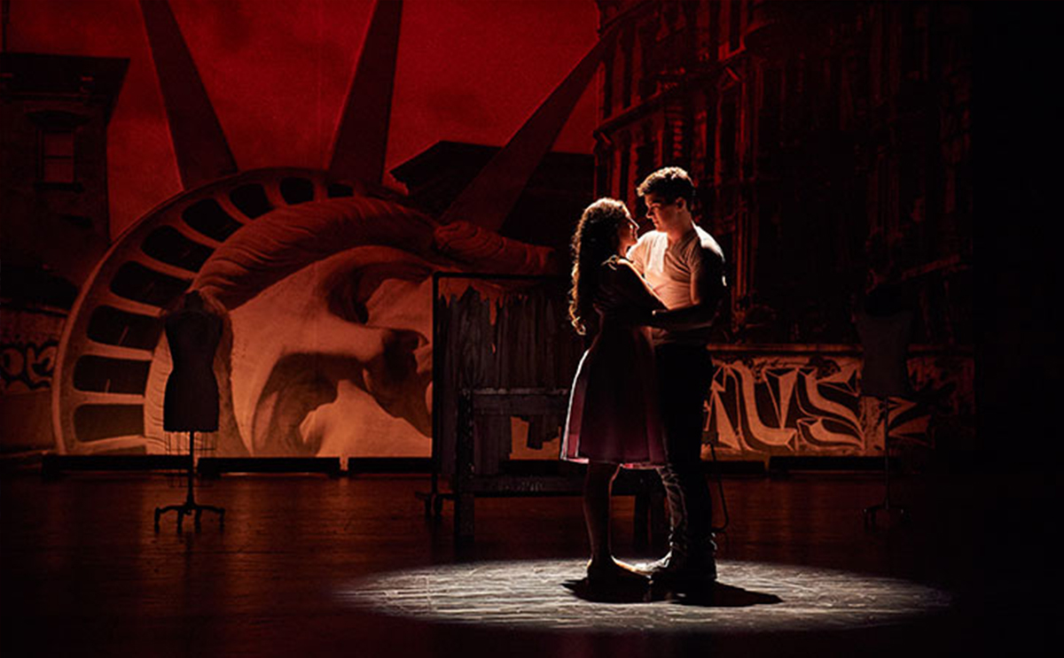 Maria Nadina Hassan (left) as Maria and Colton Ryan (right) as Tony perform in "West Side Story" at BW (fall 2016). Ryan had already been cast in his first Broadway role and would go on to earn a Tony Nomination in 2023 for his leading role in "New York, New York." Hassan would be cast as Regina George in the National Tour of "Mean Girls."