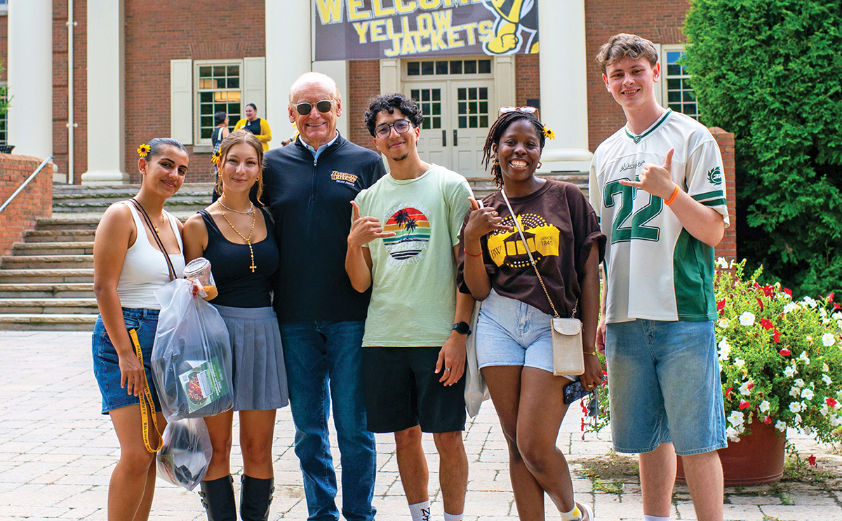 President Fisher with students