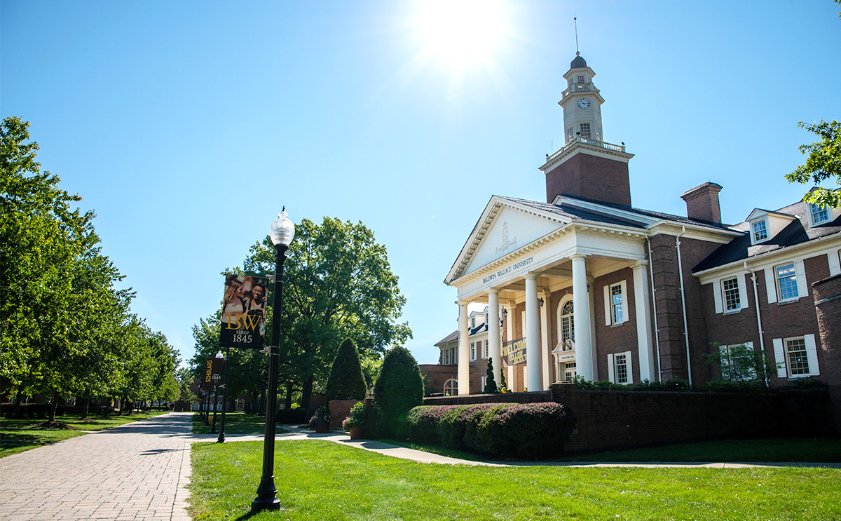 Strosacker Hall with bright sun