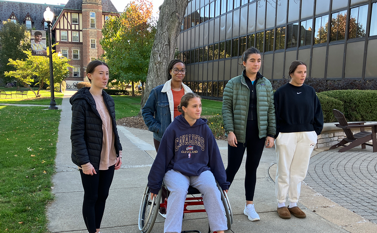 BW sociology students explore campus using a wheelchair