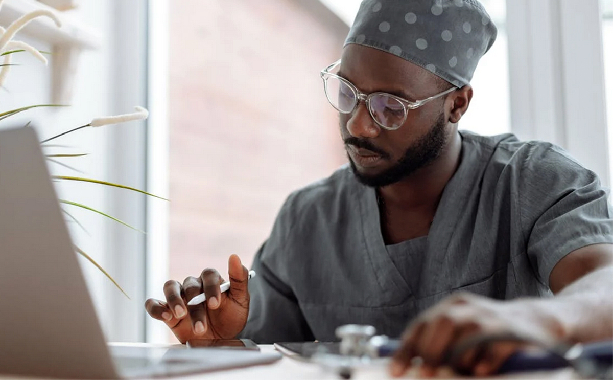 Man at laptop-medical