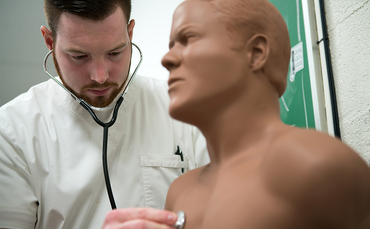 student with stethescope depicting pre-med