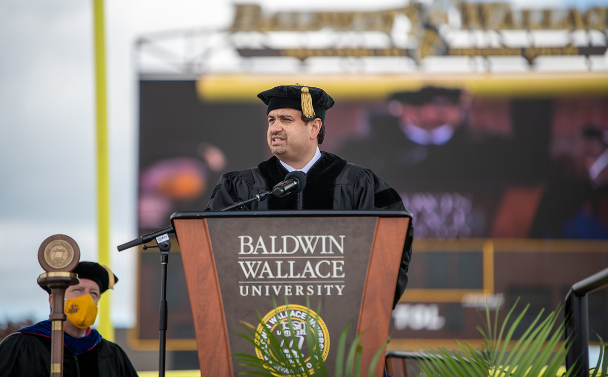 Victor Ruiz speaking at BW's May 2021 Commencement