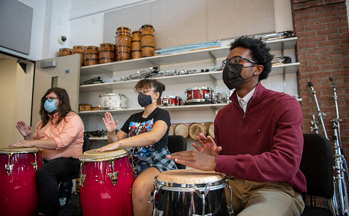 Photo of Students in African Drum Class