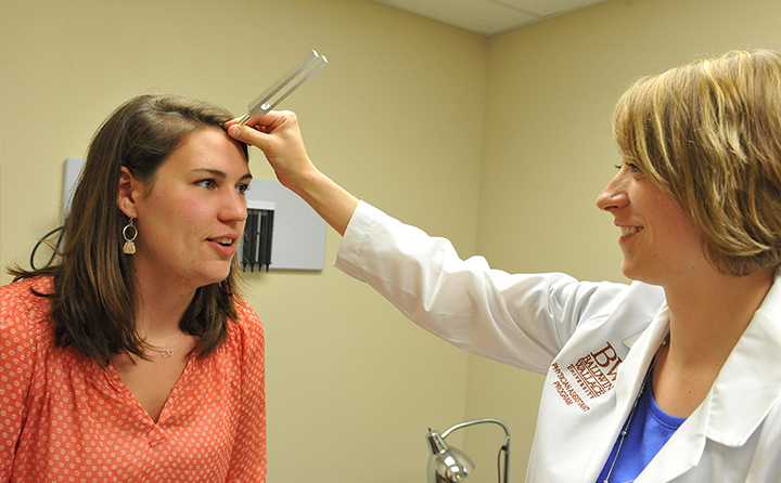 Photo of BW student having a hearing screening